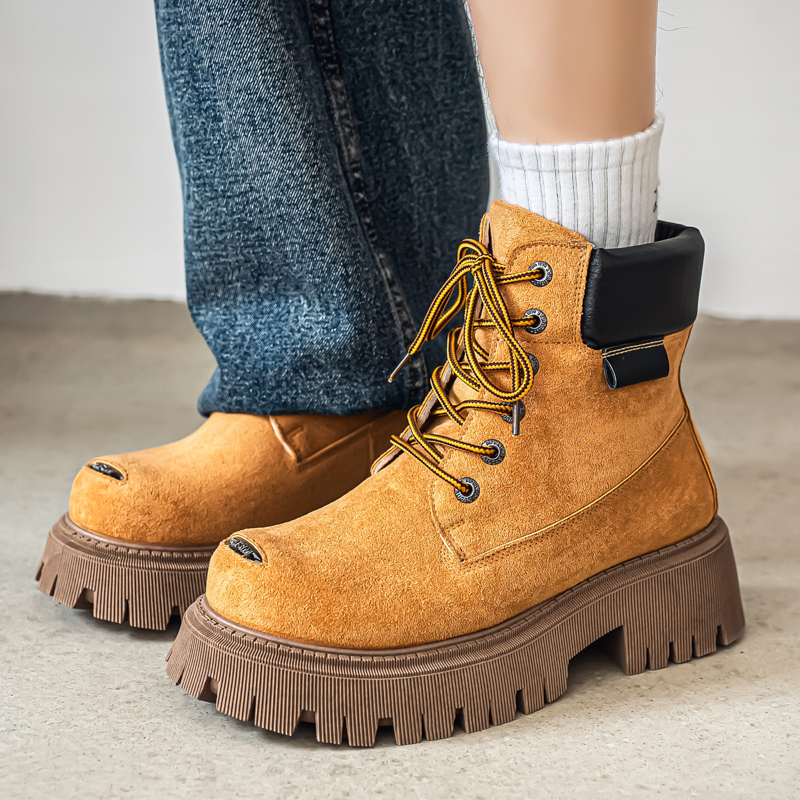Leather Work Flats - Classic High Top Boots Outdoor Leather