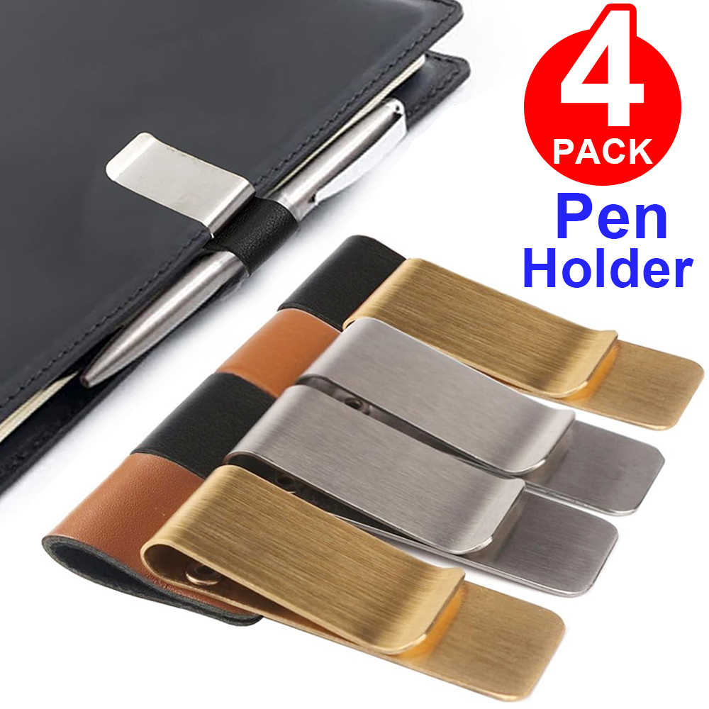 Leather Work Notebook - Handmade Leather Brass Stainless Steel Pen
