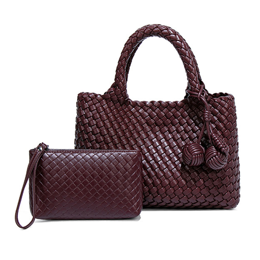 Leatherwork Wallet - Woven Shopper Bag Fashionable Top Handle