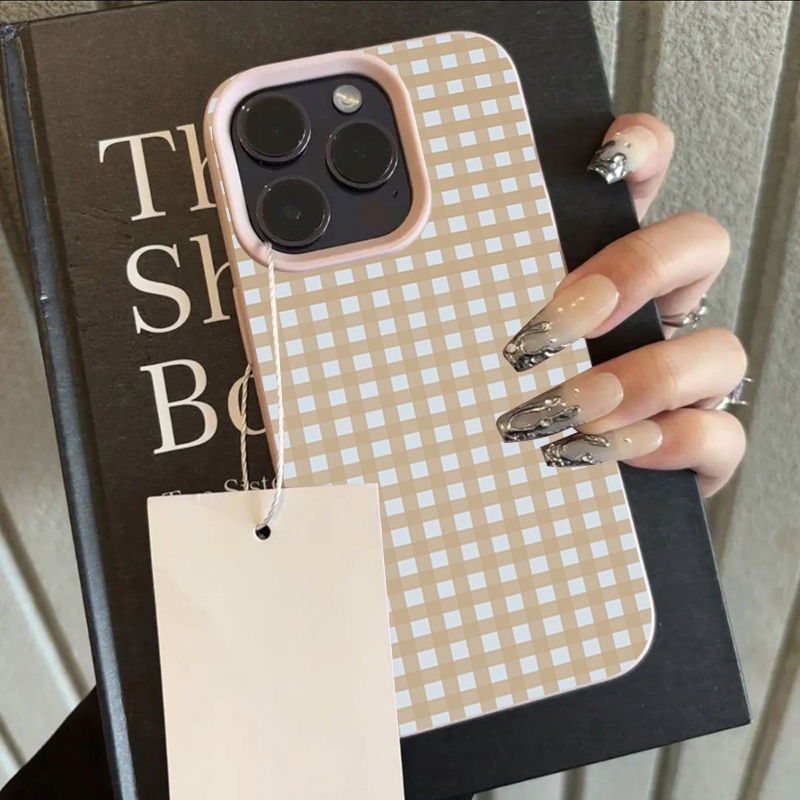 Leather X - Simple Striped Grid Lychee Texture Phone