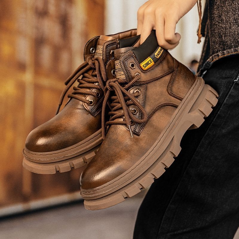 Vintage Men Platform Ankle Boo - огляд і ціна Leather Work Flats